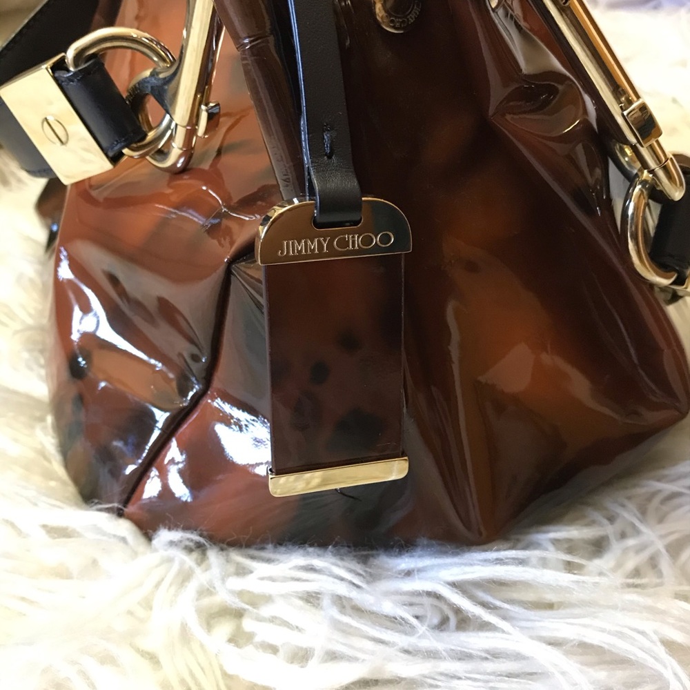 Jimmy Choo Black/ Brown Coated Leather Purse - Picture 2 of 6